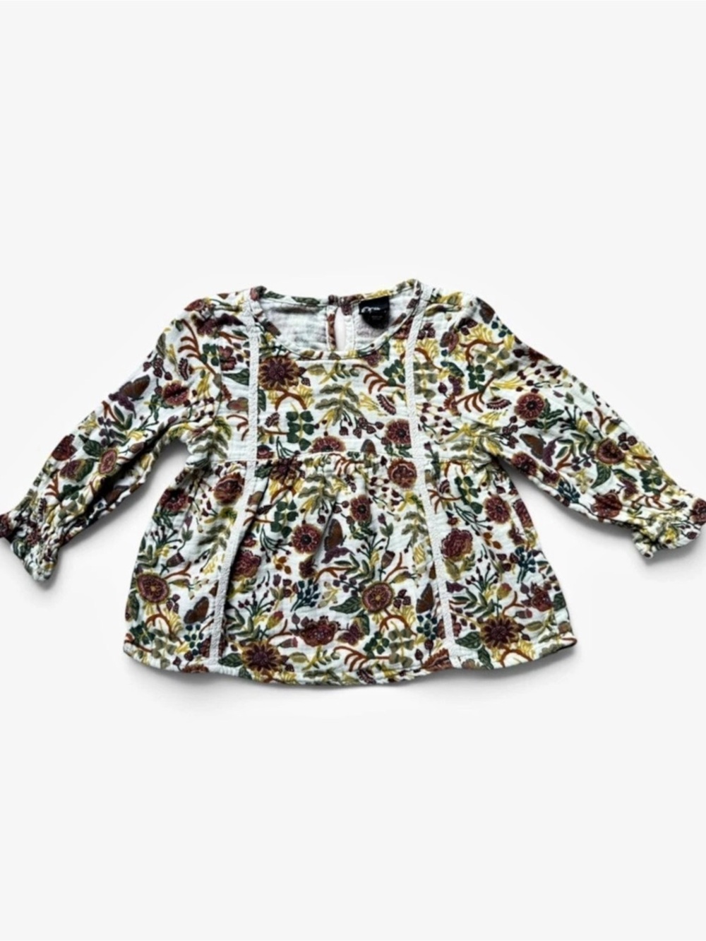 Tea Collection Floral Long Sleeve shirt in White & Multicolor